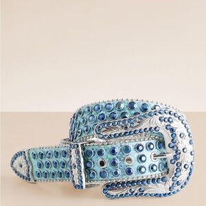 BKE Teal and Black Textured Belt with Embellished Buckle